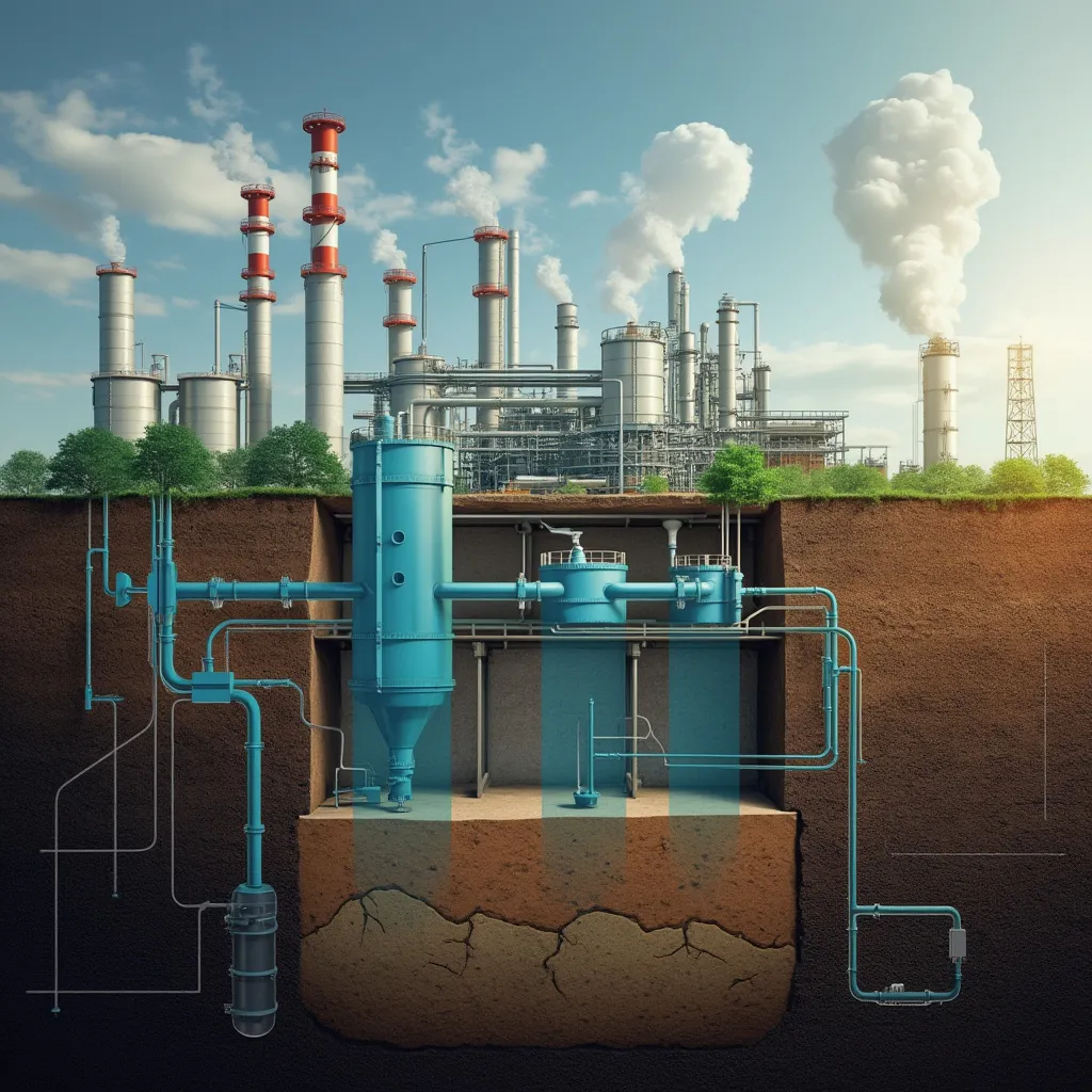 Representación gráfica de tecnología de captura de carbono